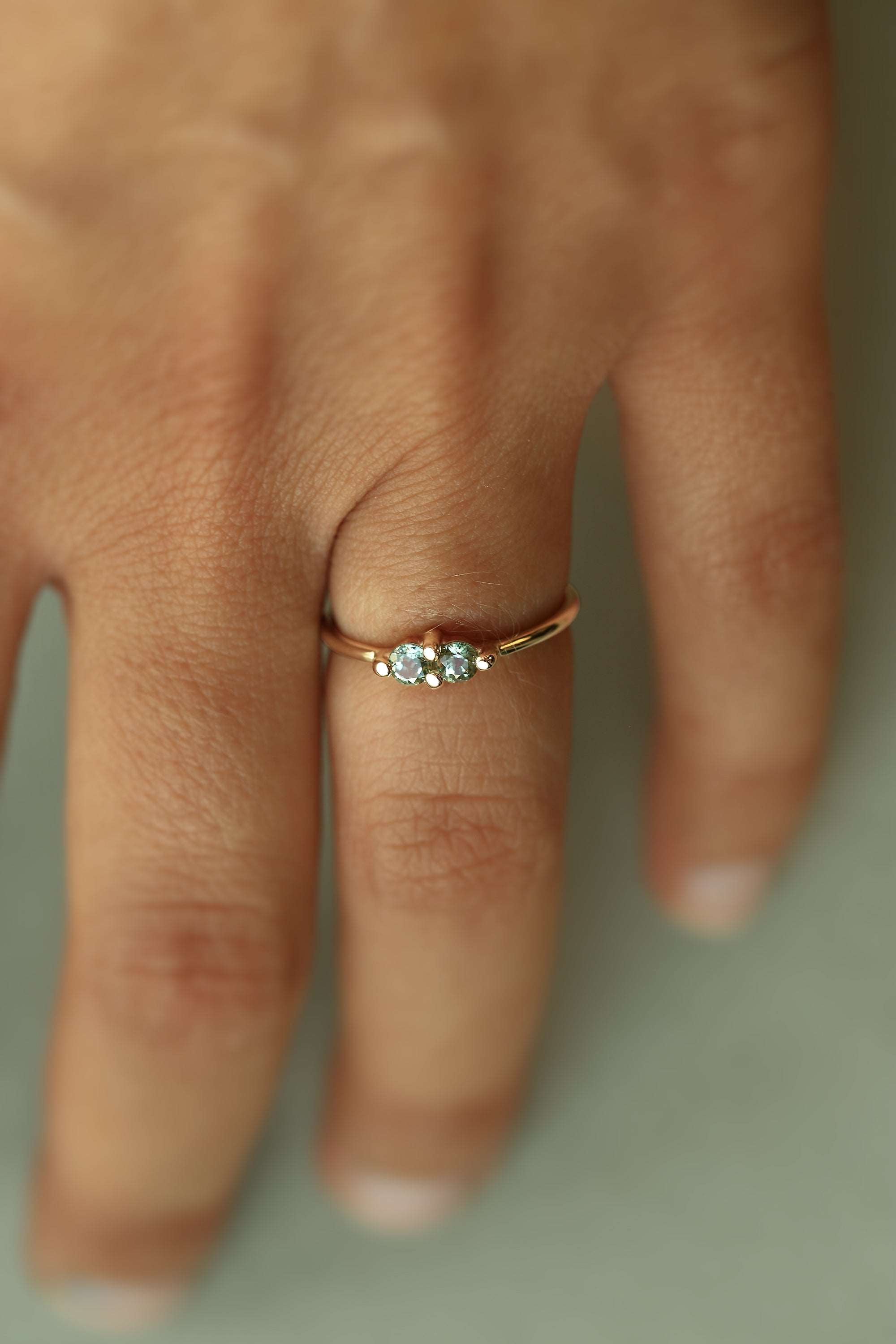 PAIRED GREEN SAPPHIRE RING
