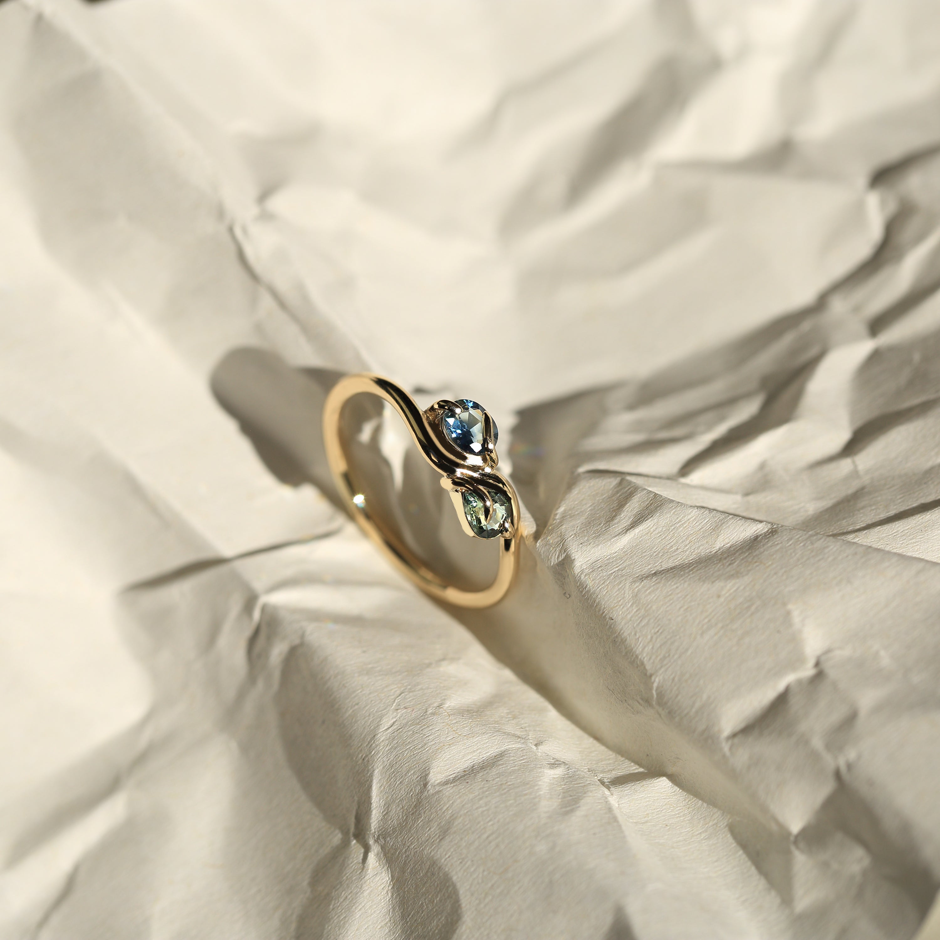 PAIRED OVAL AND PEAR CUT SAPPHIRE RING - MIRTA jewelry