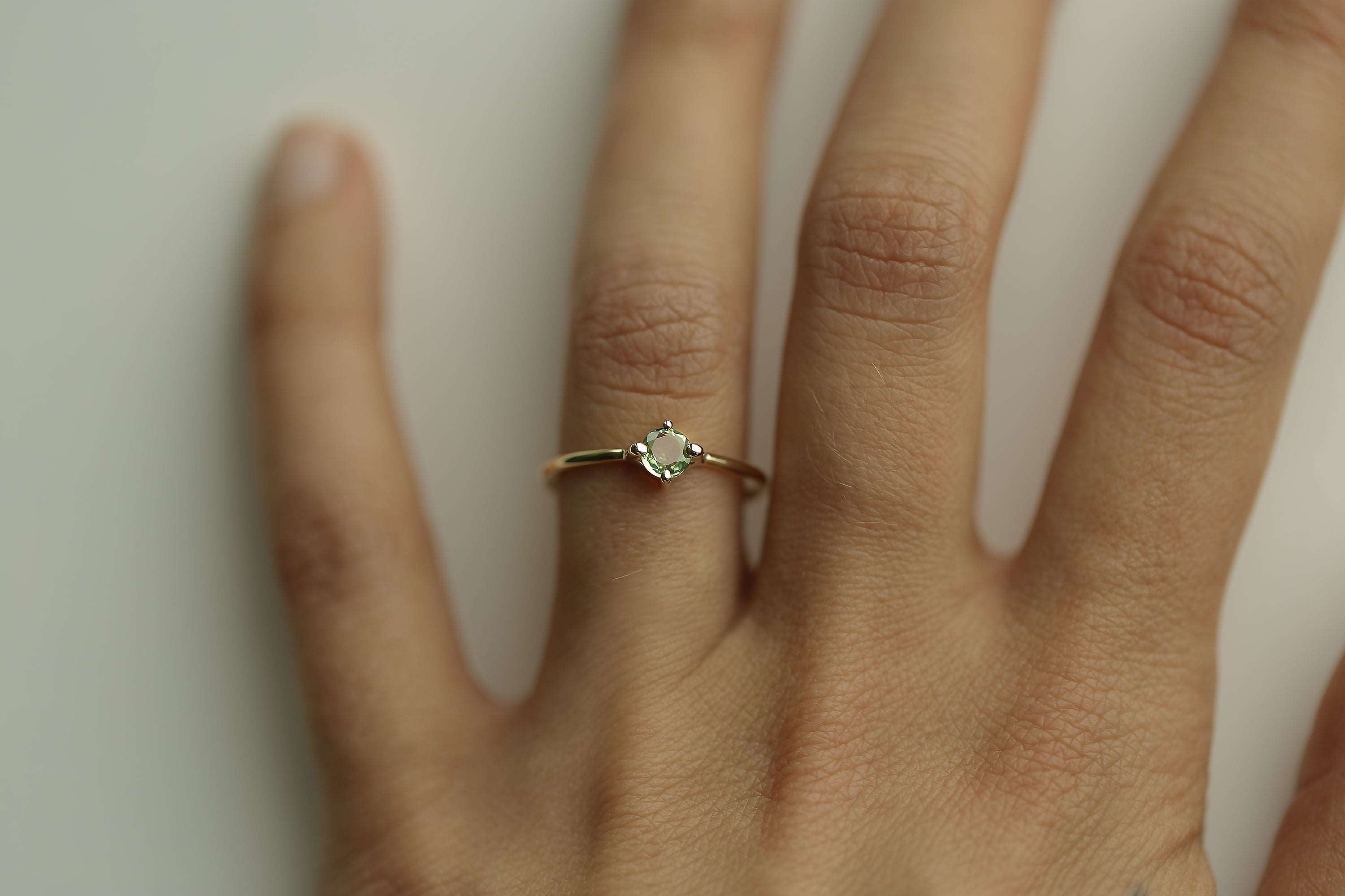 GREEN SAPPHIRE SOLITAIRE RING - MIRTA jewelry