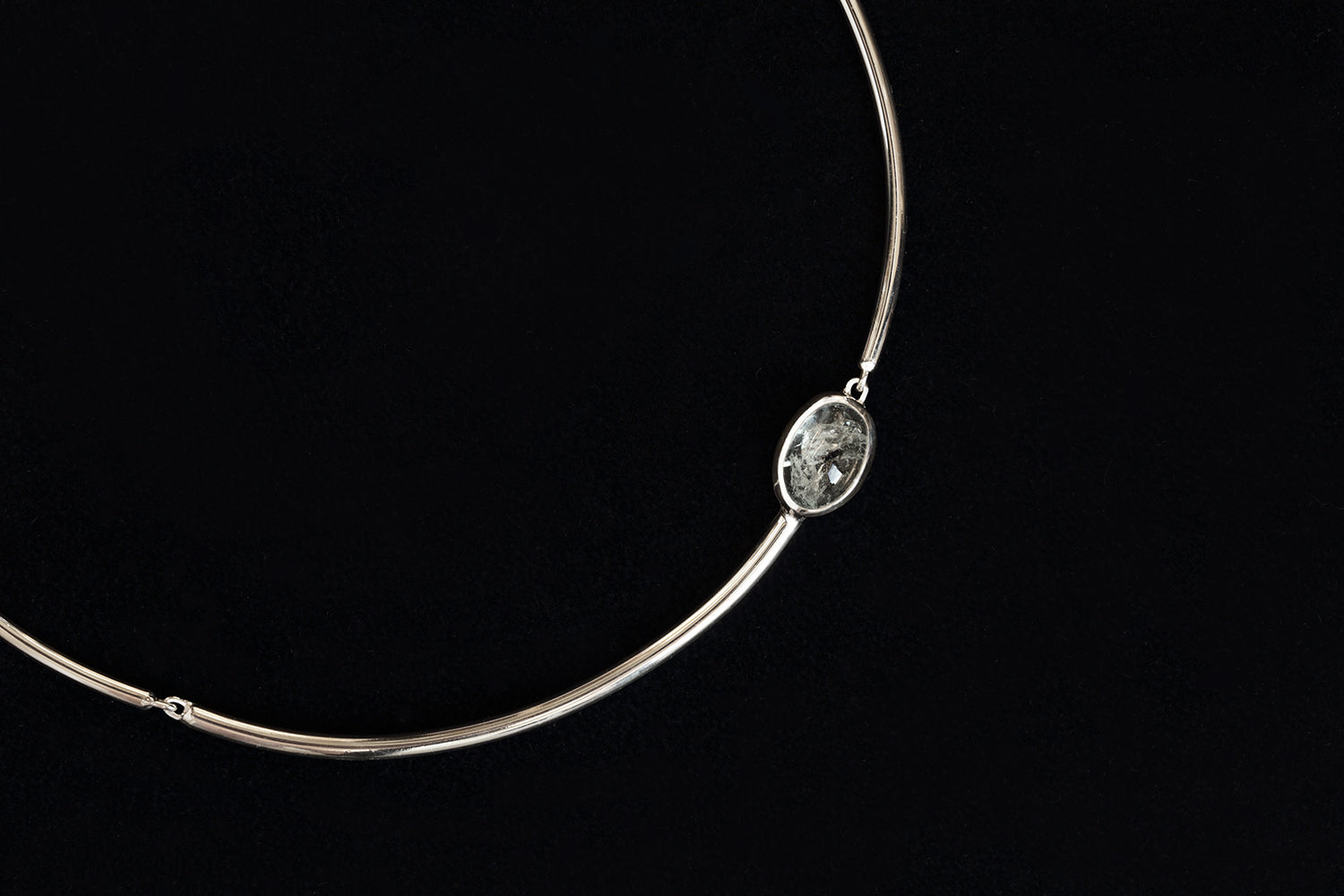 OVAL AQUAMARINE NECKLACE - MIRTA jewelry