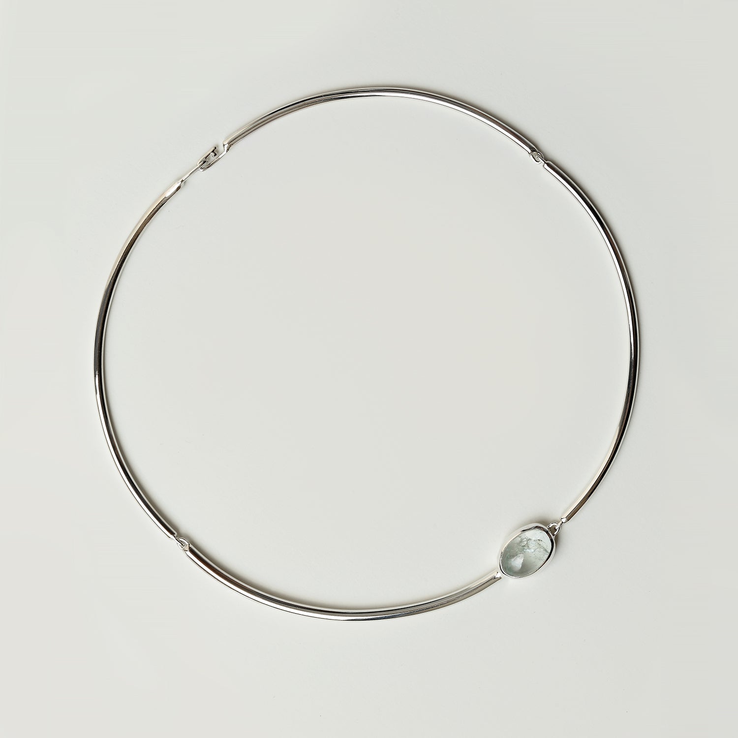 OVAL AQUAMARINE NECKLACE - MIRTA jewelry