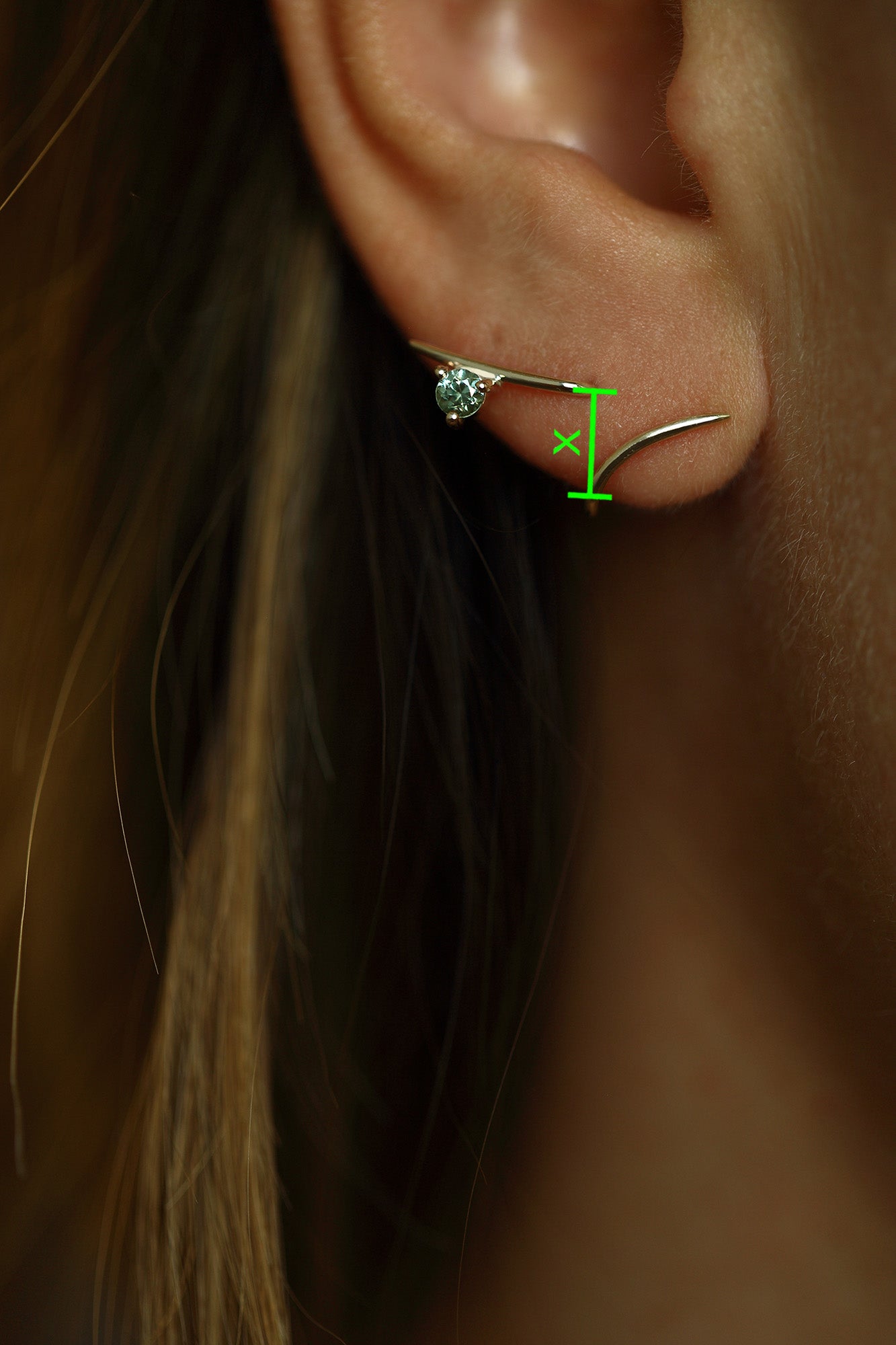 VINE LONG HUG SAPPHIRE EARRING - MIRTA jewelry