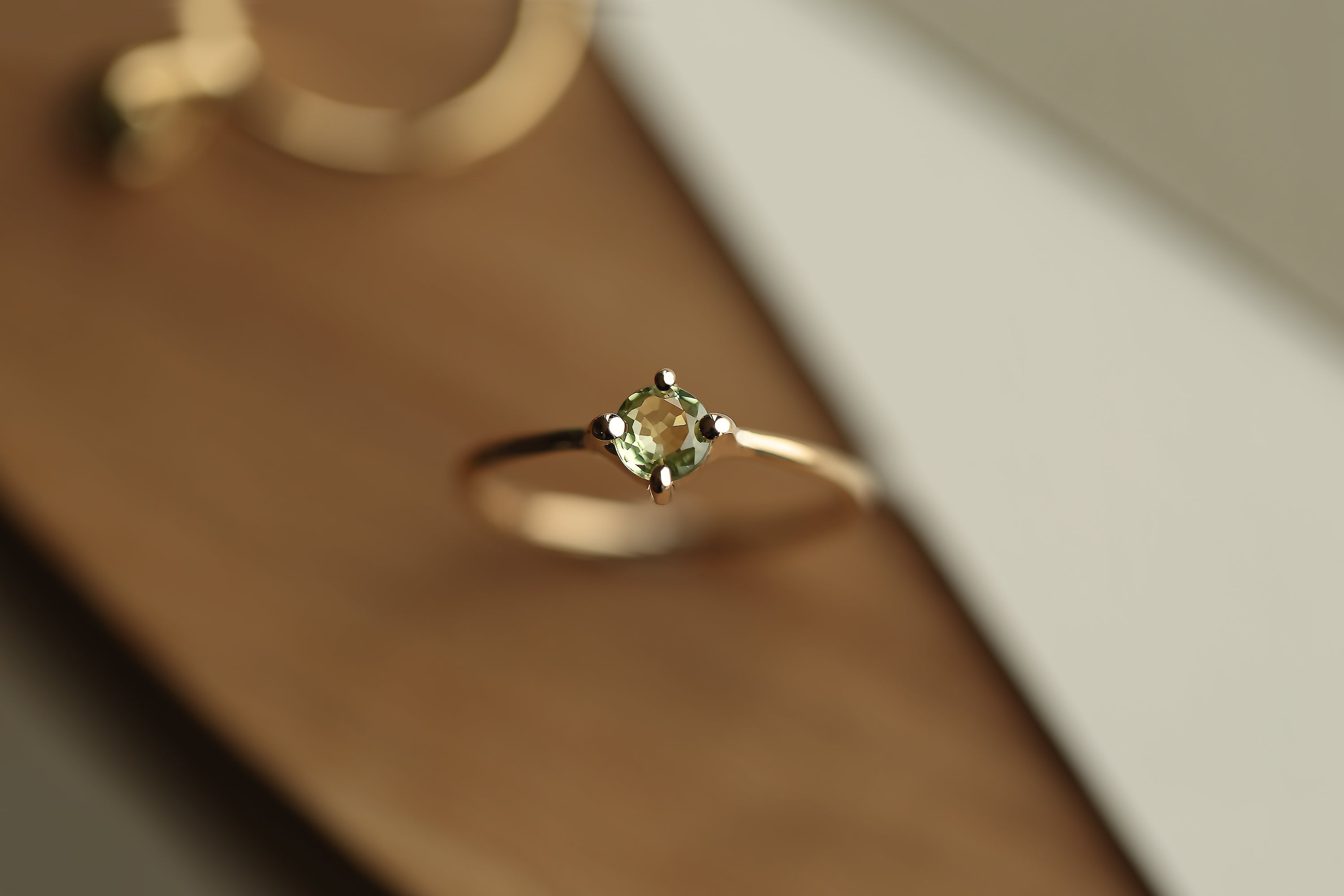 GREEN SAPPHIRE SOLITAIRE RING - MIRTA jewelry