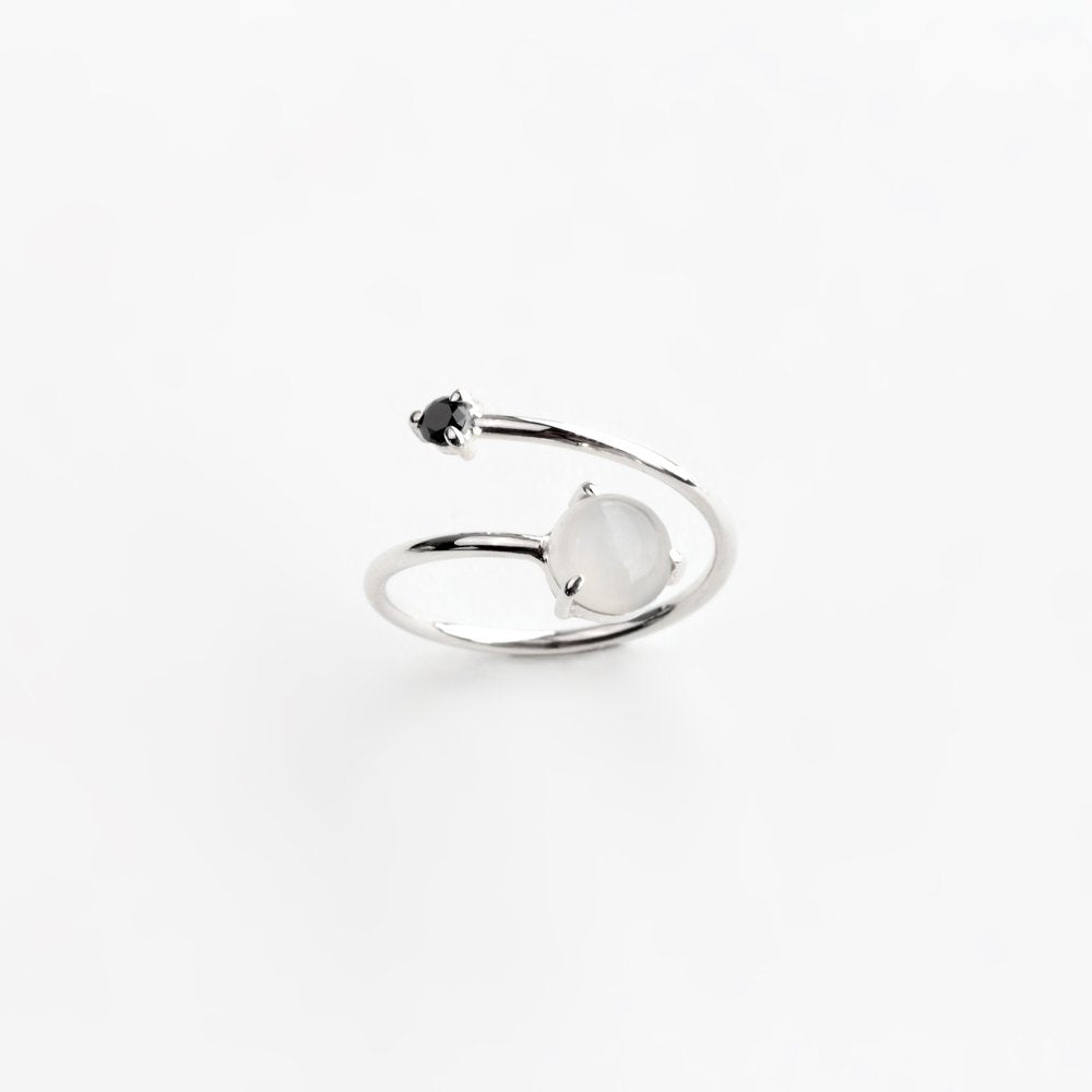 MOONSTONE AND DIAMOND WRAP RING - MIRTA jewelry