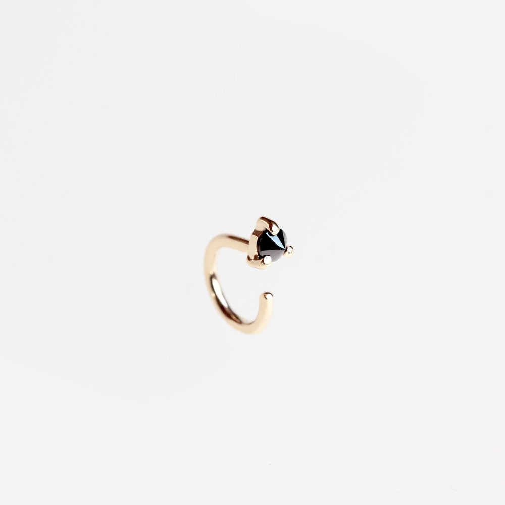 REVERSE BLACK DIAMOND GOLD HUG EARRING - MIRTA jewelry