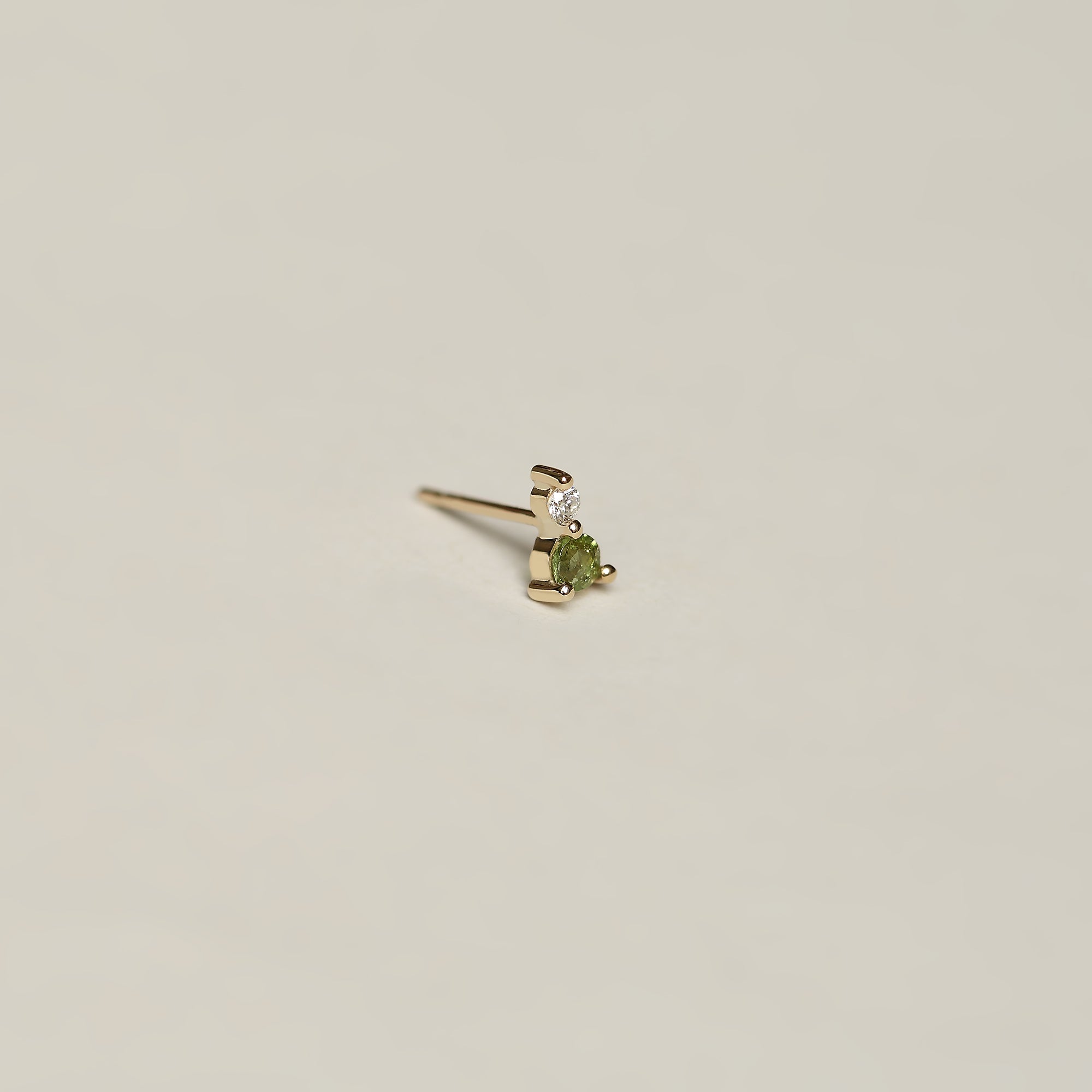GREEN TOURMALINE AND DIAMOND STUD - MIRTA jewelry