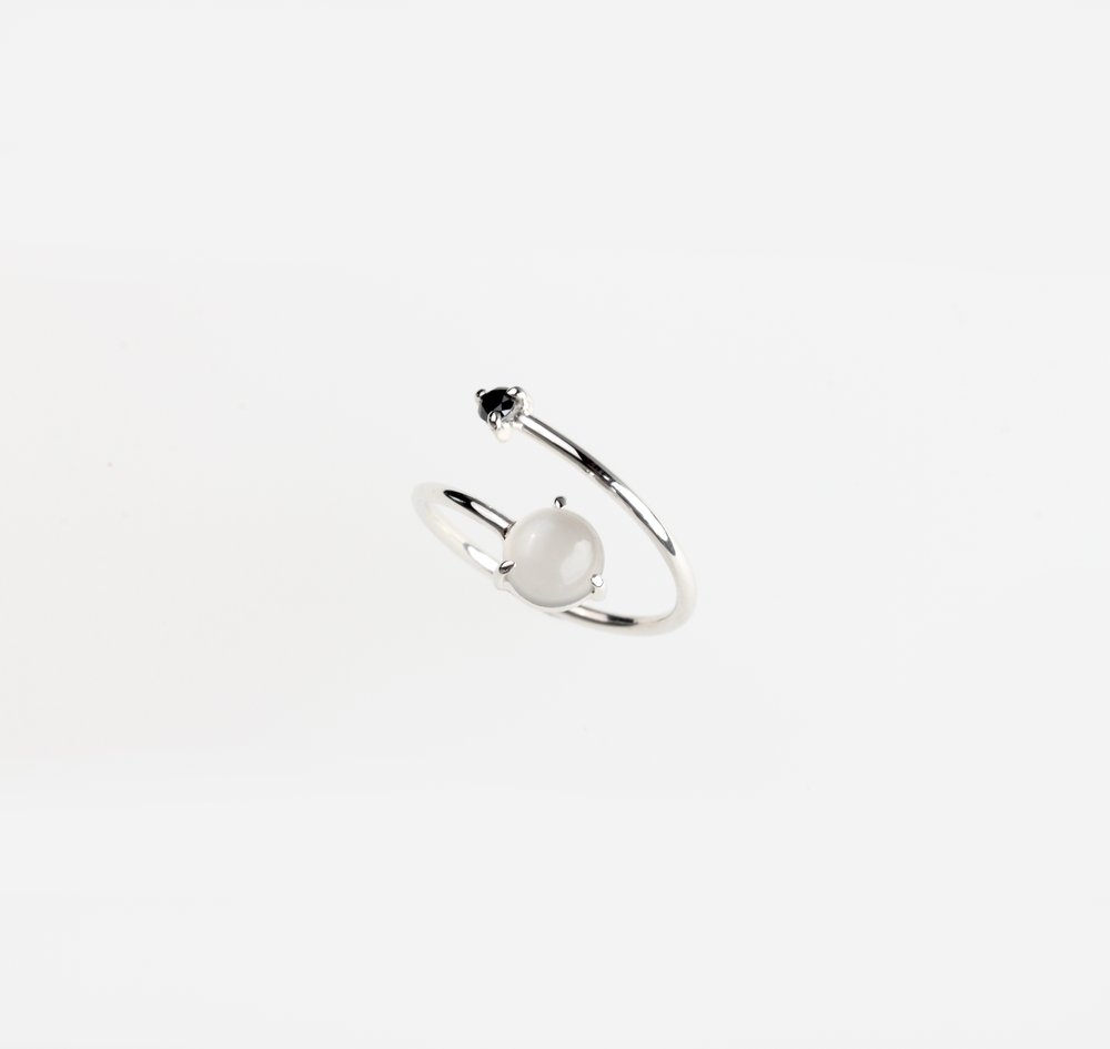 MOONSTONE AND DIAMOND WRAP RING - MIRTA jewelry