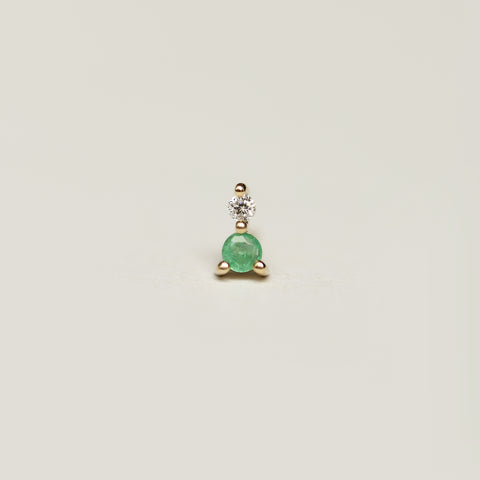EMERALD AND DIAMOND STUD