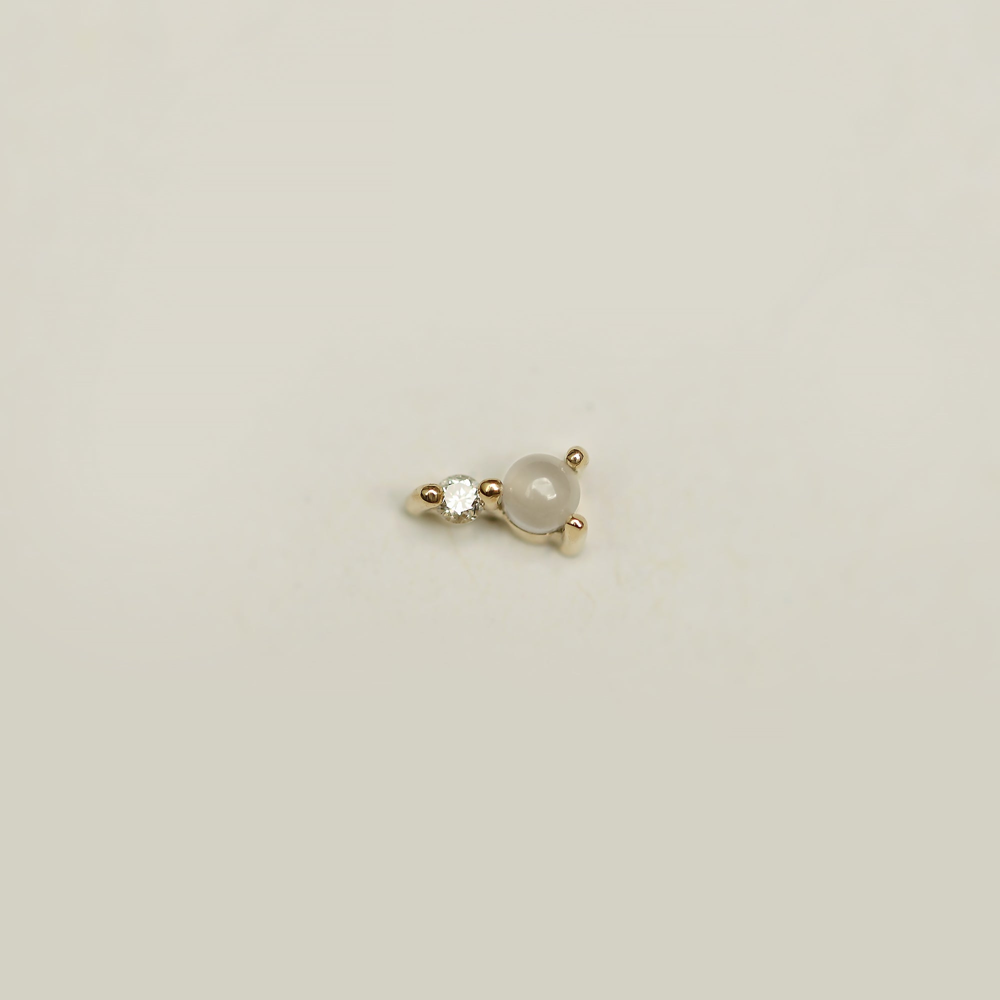 MOONSTONE AND DIAMOND STUD - MIRTA jewelry