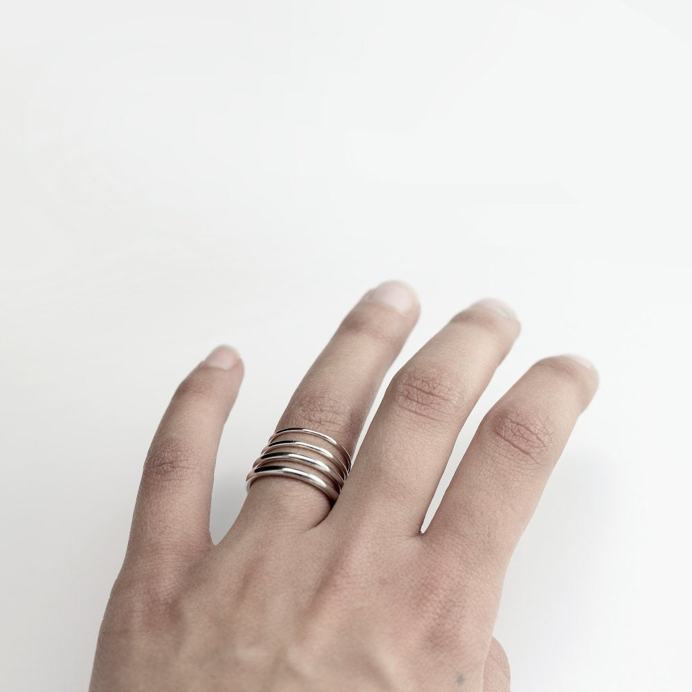 ESSENTIAL ROUND SILVER BAND RING - MIRTA jewelry