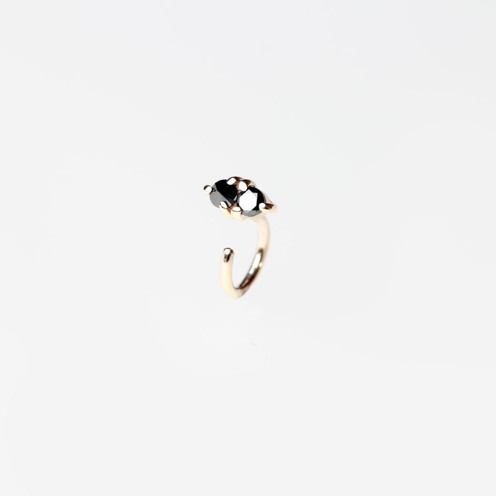 REVERSE DOUBLE BLACK DIAMOND GOLD HUG EARRING - MIRTA jewelry