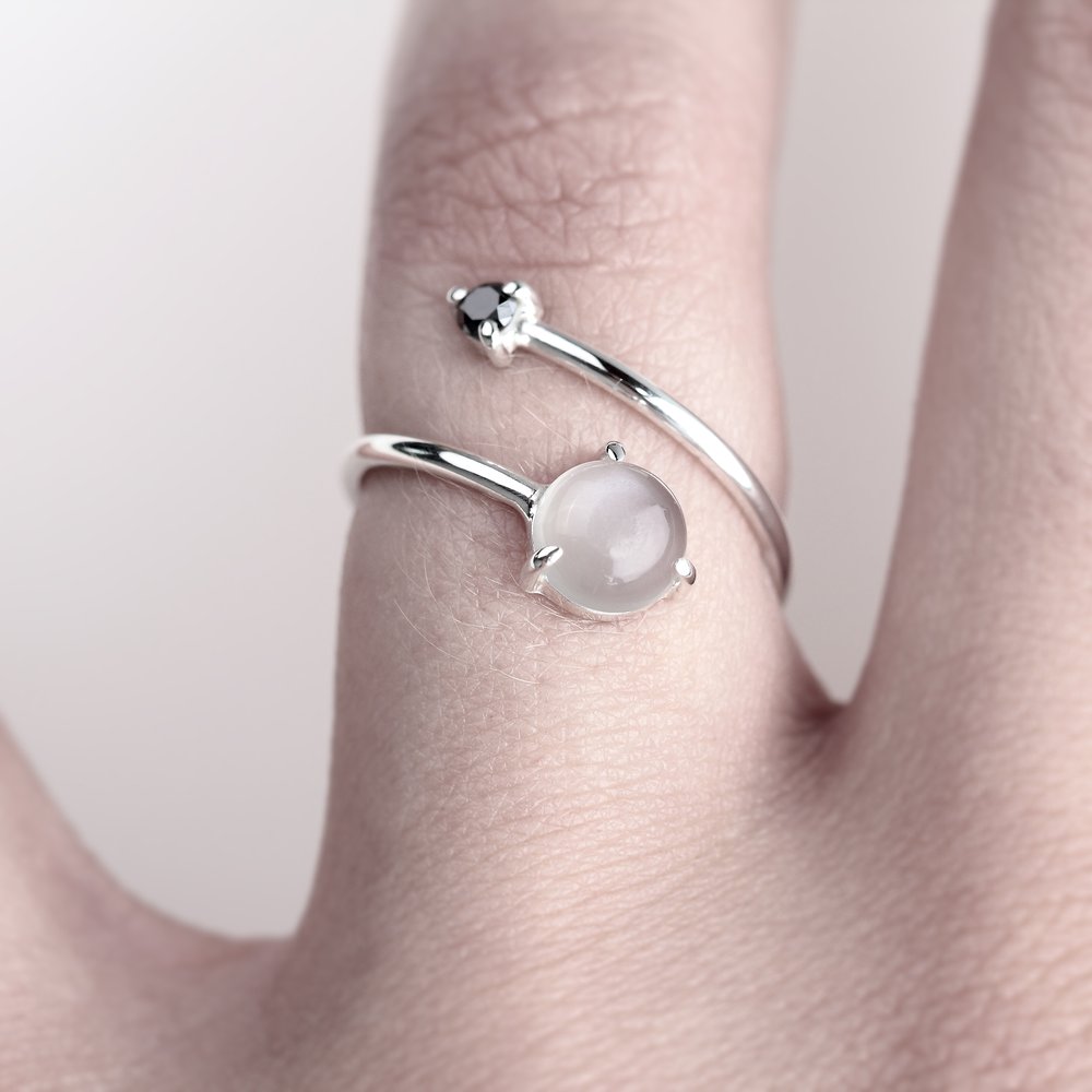 MOONSTONE AND DIAMOND WRAP RING - MIRTA jewelry