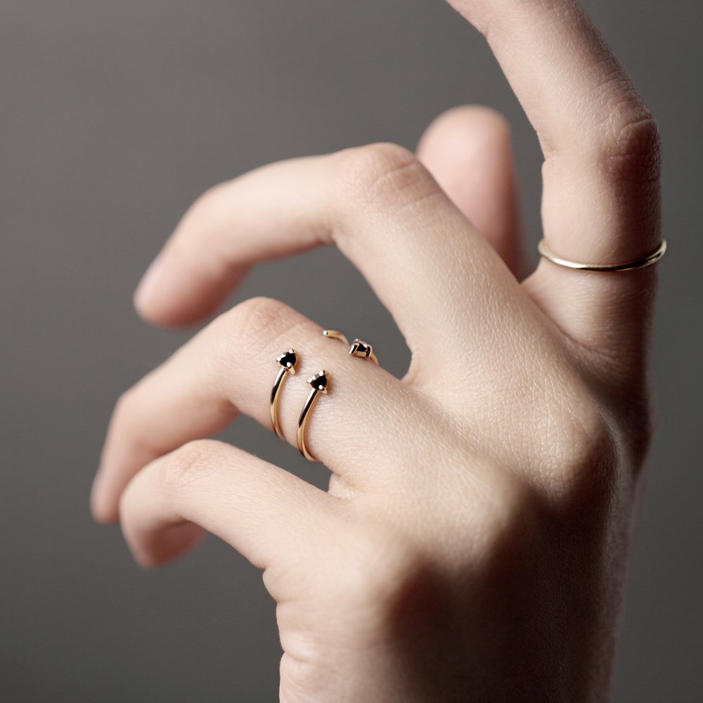 REVERSE BLACK DIAMOND GOLD RING - MIRTA jewelry