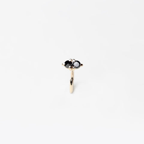 REVERSE DOUBLE BLACK DIAMOND GOLD HUG EARRING