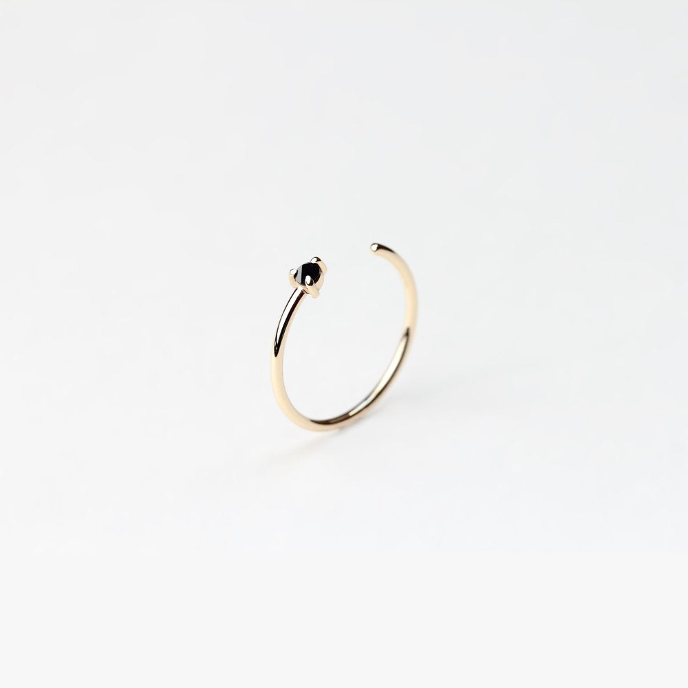 REVERSE BLACK DIAMOND GOLD RING - MIRTA jewelry