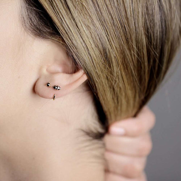 REVERSE BLACK DIAMOND GOLD STUD - MIRTA jewelry