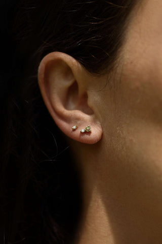 GREEN TOURMALINE AND DIAMOND STUD