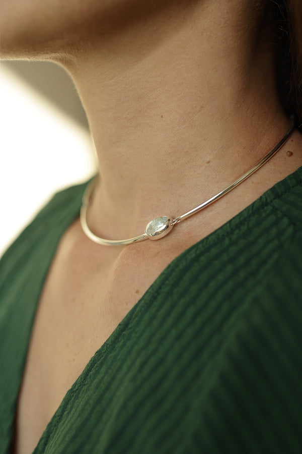 OVAL AQUAMARINE NECKLACE