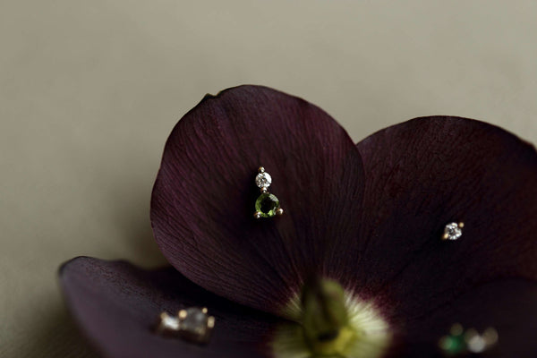 GREEN TOURMALINE AND DIAMOND STUD - MIRTA jewelry