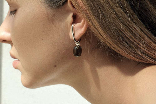 SMOKY QUARTZ HUG EARRING - MIRTA jewelry