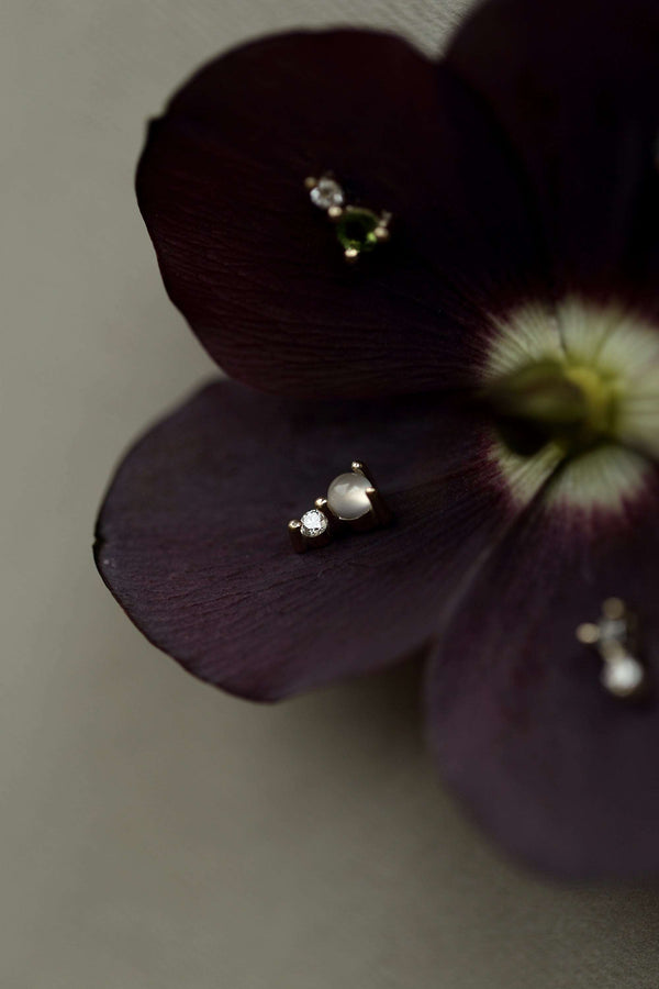 MOONSTONE AND DIAMOND STUD - MIRTA jewelry