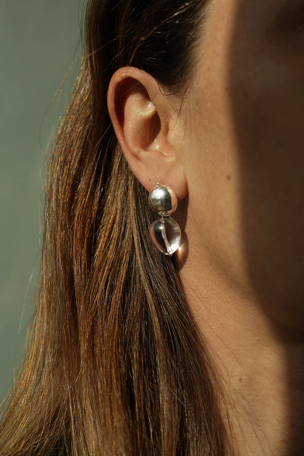 CLEAR QUARTZ DROP EARRING