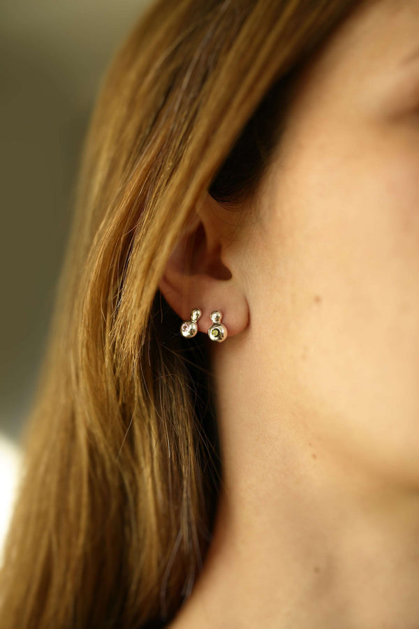 PINK TOURMALINE DOUBLE BLOB STUD