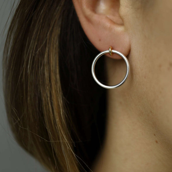 SILVER LARGE KINETIC HOOP EARRING - MIRTA jewelry