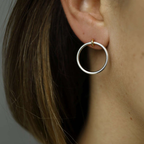 SILVER LARGE KINETIC HOOP EARRING