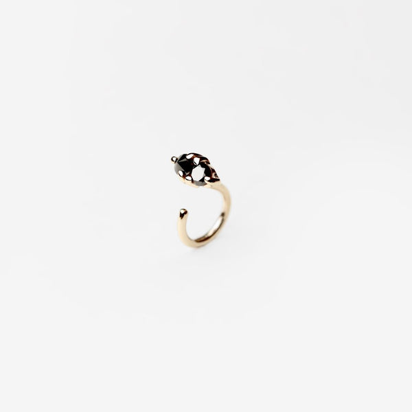 REVERSE DOUBLE BLACK DIAMOND GOLD HUG EARRING - MIRTA jewelry