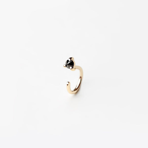 REVERSE BLACK DIAMOND GOLD HUG EARRING - MIRTA jewelry